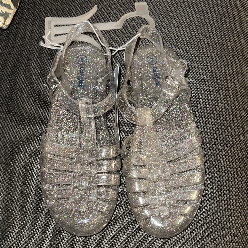 Cat & Jack glitter jelly Sandals with Strappy Design and Sheen
